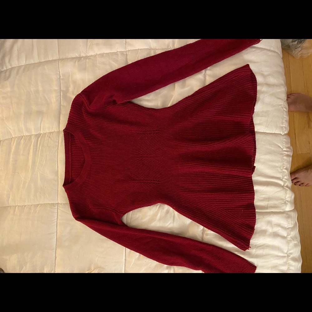 Red peplum sweater